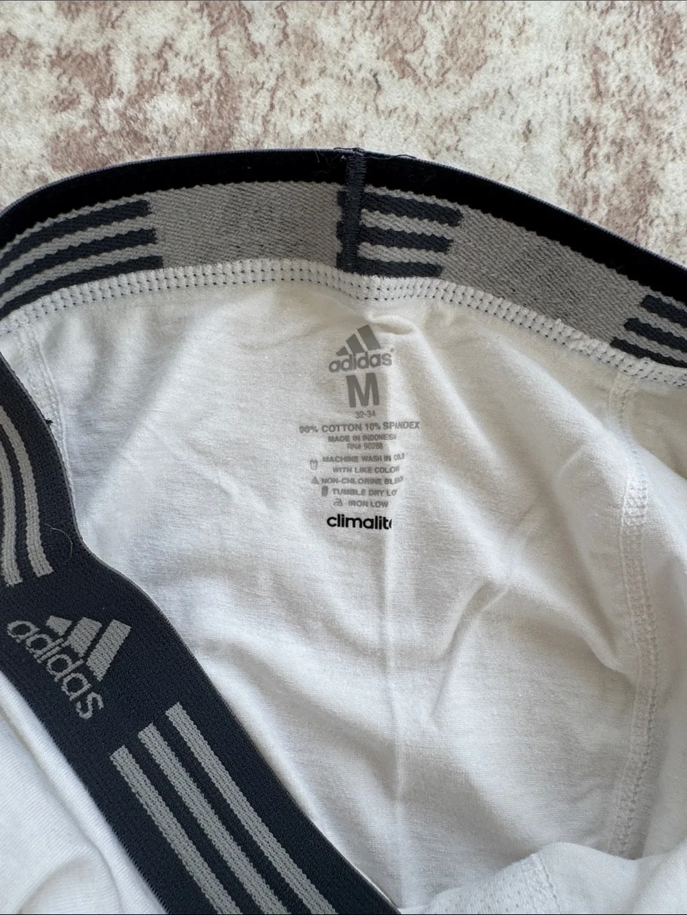 adidas White Boxer Briefs with Black Branded Waistband climalite